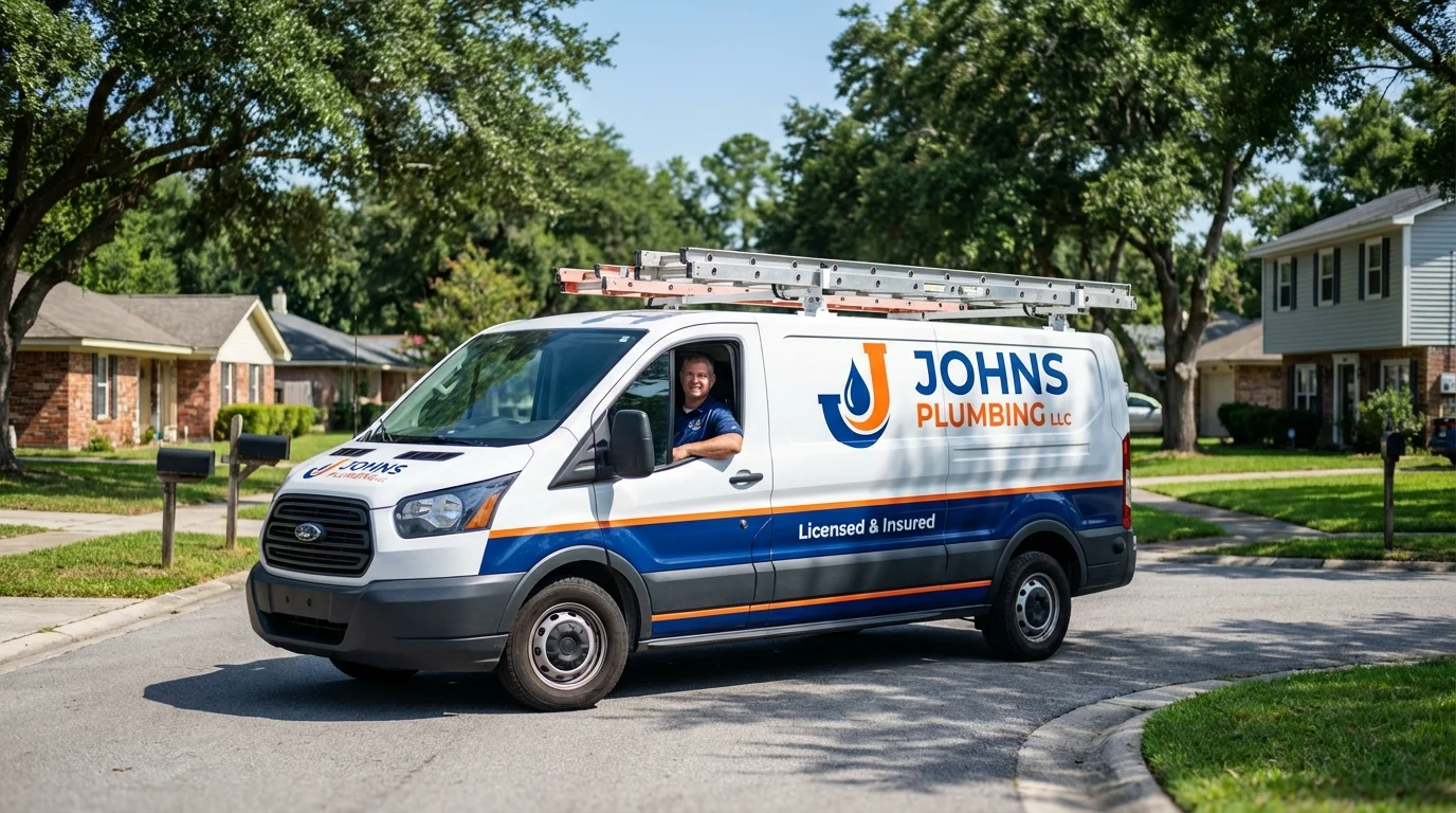 Johns Plumbing LLC service van in Roodhouse, IL