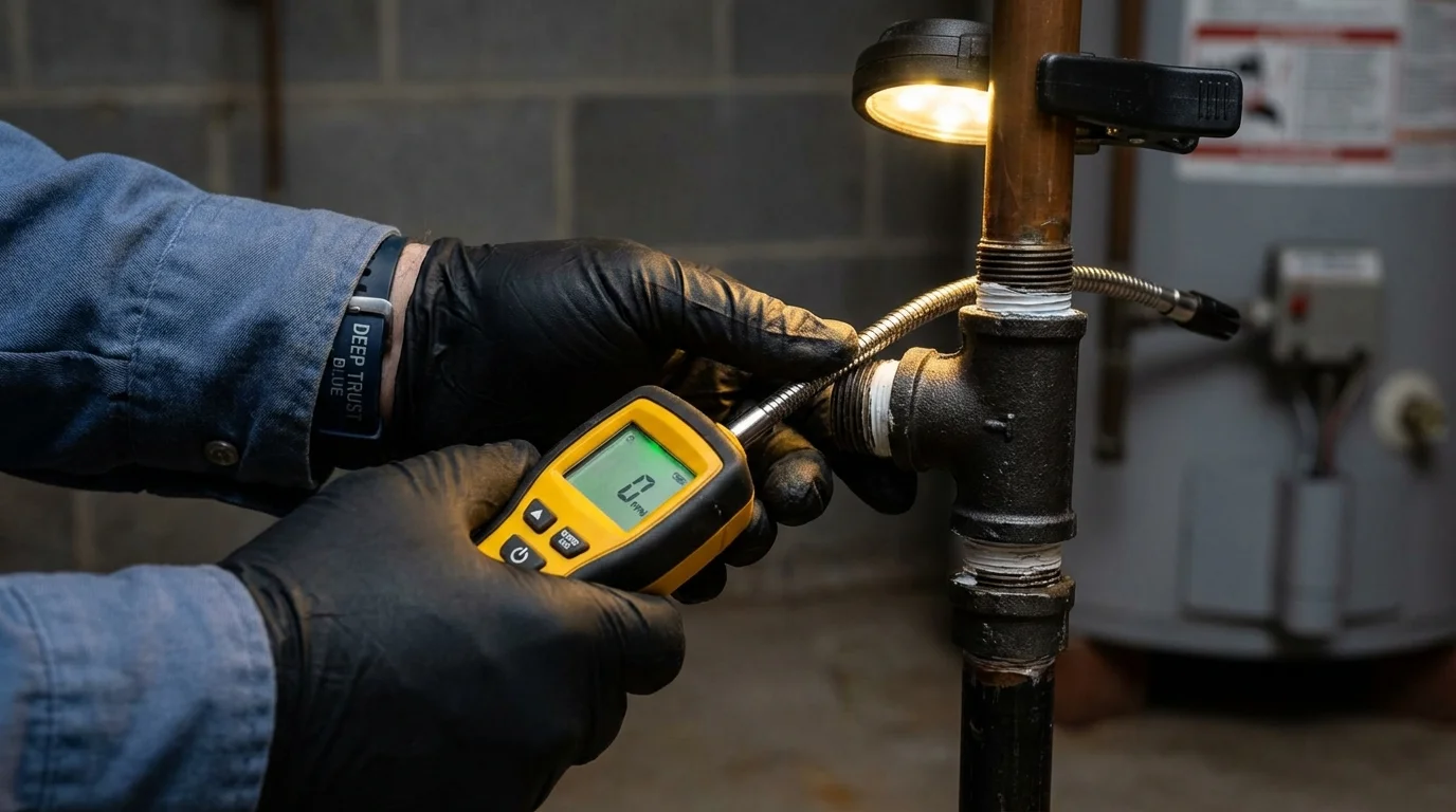 Gas leak detection with electronic sniffer by Johns Plumbing LLC in Roodhouse